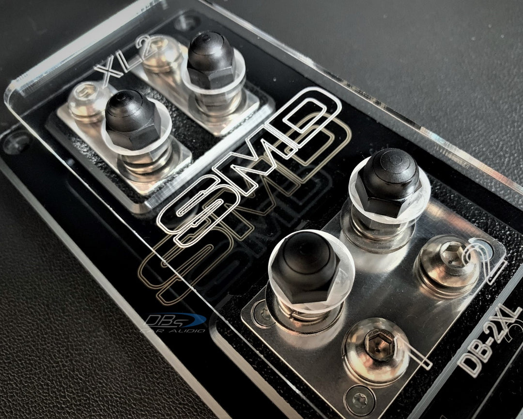 SMD Double XL2 2 Slot ANL Fuse Block with Polished Aluminum Hardware and Clear Acrylic Cover - Made In the USA