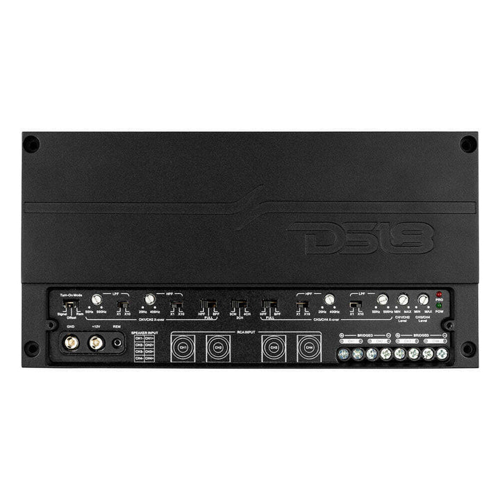 Amplificador Clase D DS18 Deluxe DX4 de 4 canales - 4 x 150 vatios Rms a 4 ohmios