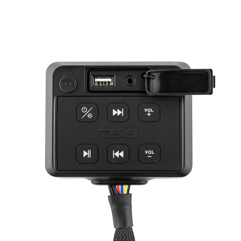 Controlador de transmisión de audio marino DS18 ENSBTRC-SQ con carcasa y Bluetooth, entrada auxiliar, reproductor USB