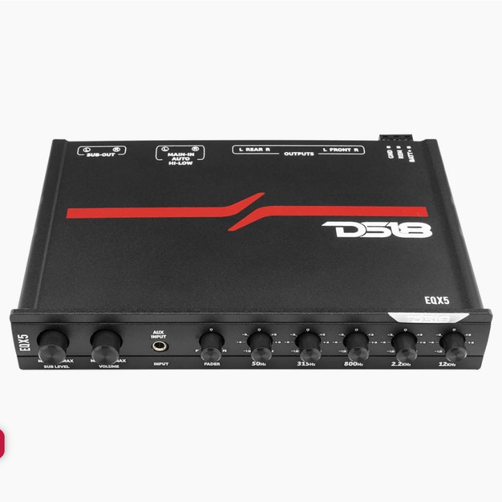 DS18 EQX5 In-dash 5-Band Graphic Equalizer with Subwoofer Control Knob