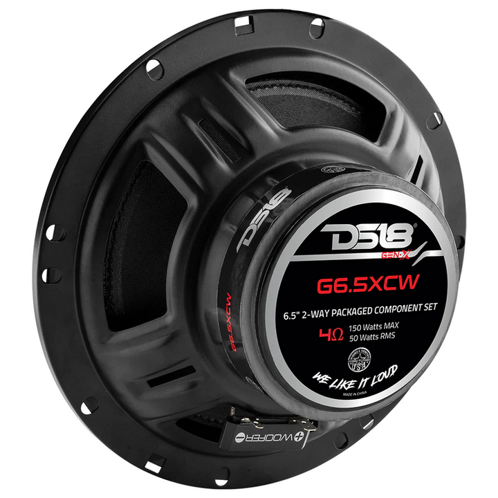 DS18 G6.5XC 6.5" 2-way Component Speaker Set with Tweeters and Passive Crossovers - 50 Watts Rms 4-ohm