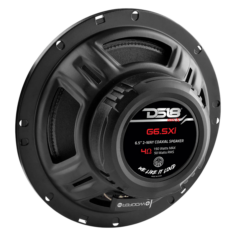 DS18 G6.5Xi 6.5" 2-way Coaxial Speaker Set with Grills - 50 Watts Rms 4-ohm