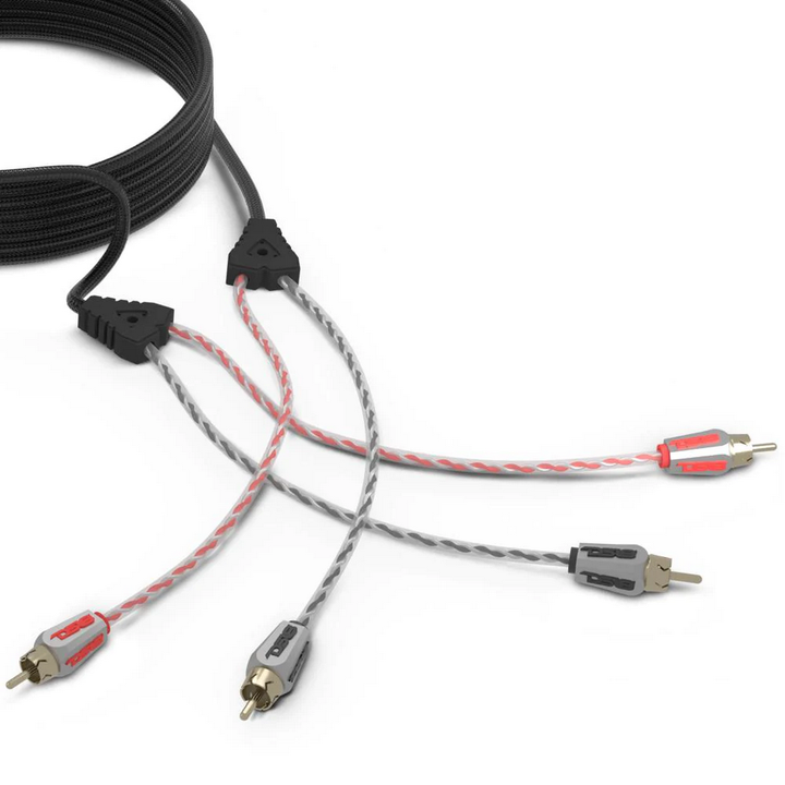 DS18 HQRCA-16FT 16 Foot 2-Channel High Quality Dual Twisted Rca Cable with Braided Nylon Jacket