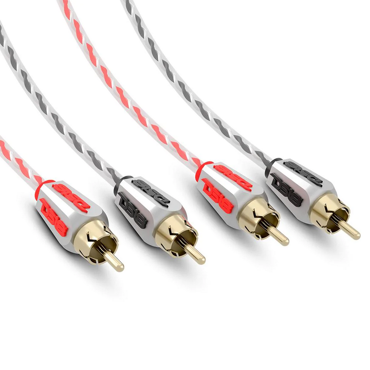DS18 HQRCA-16FT 16 Foot 2-Channel High Quality Dual Twisted Rca Cable with Braided Nylon Jacket