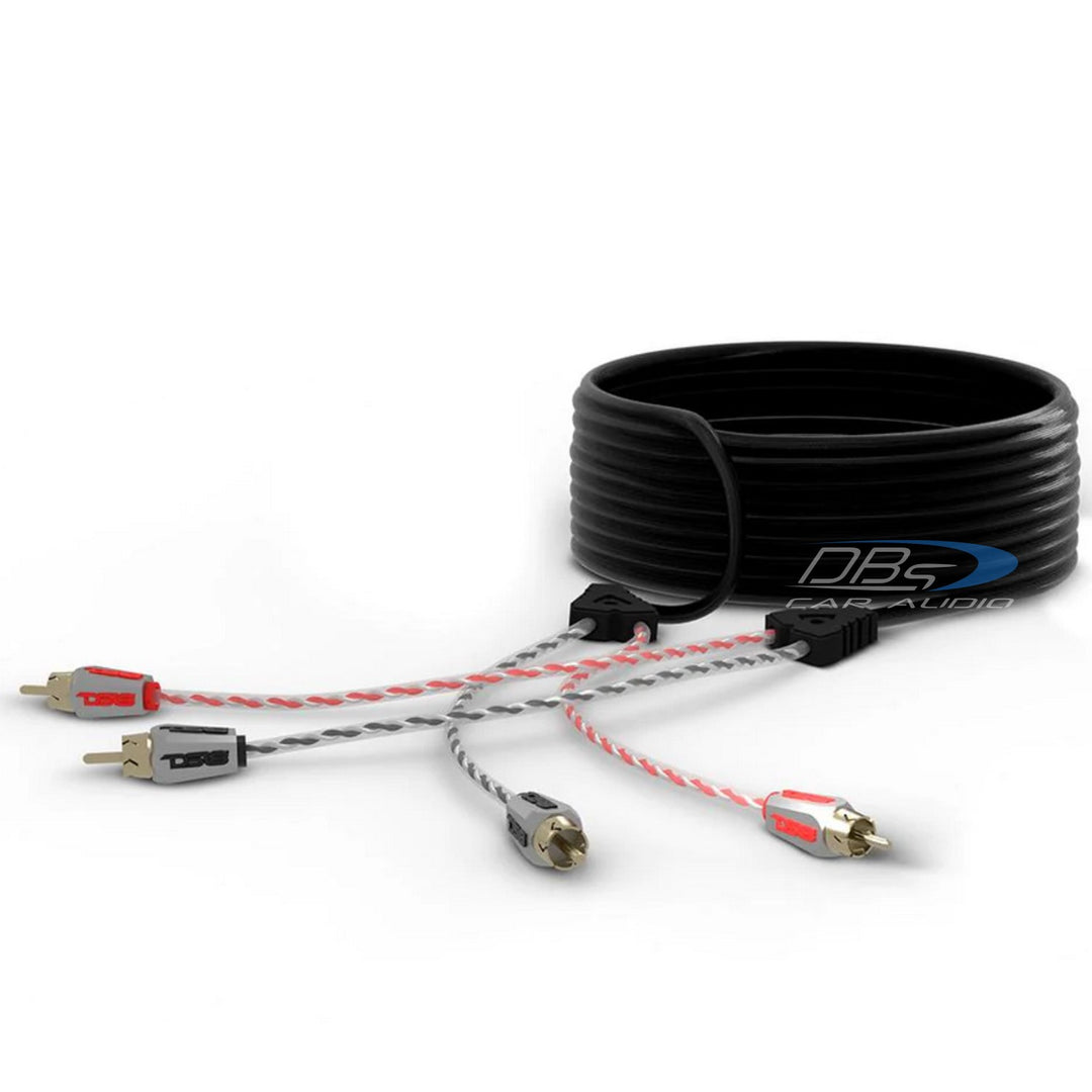 DS18 HQRCA-16FT 16 Foot 2-Channel High Quality Dual Twisted Rca Cable with Braided Nylon Jacket