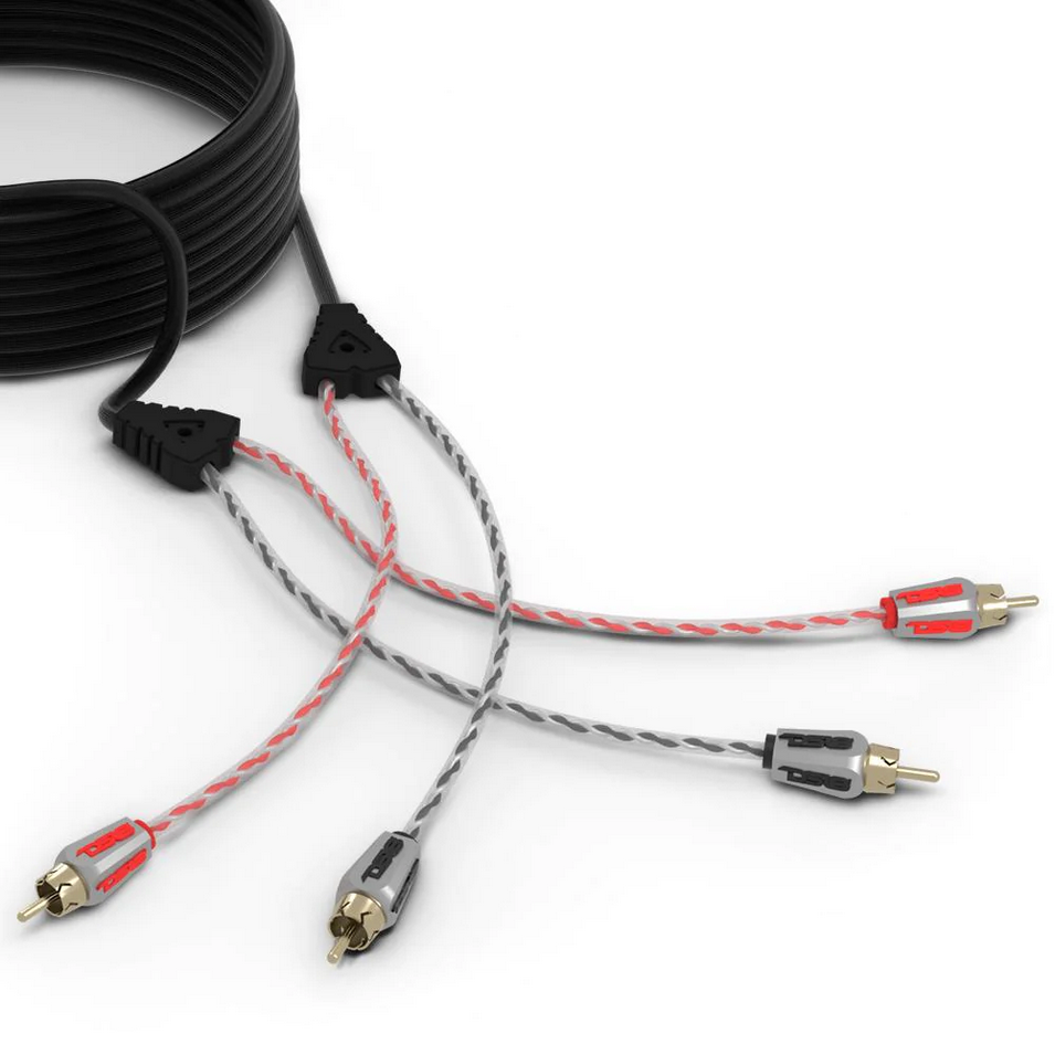 DS18 HQRCA-20FT 20 Foot 2-Channel High Quality Dual Twisted Rca Cable with Braided Nylon Jacket