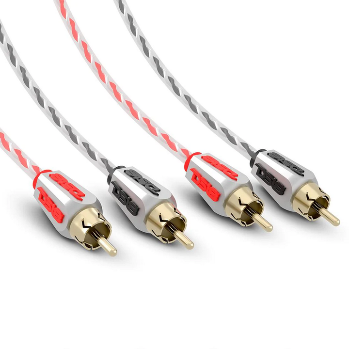 DS18 HQRCA-6FT Cable Rca trenzado doble de alta calidad de 6 pies y 2 canales con cubierta de nailon trenzado