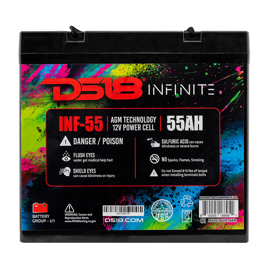 DS18 INF-55AH Batería de audio para automóvil AGM de 12 voltios - 1750 vatios Rms | 55Ah