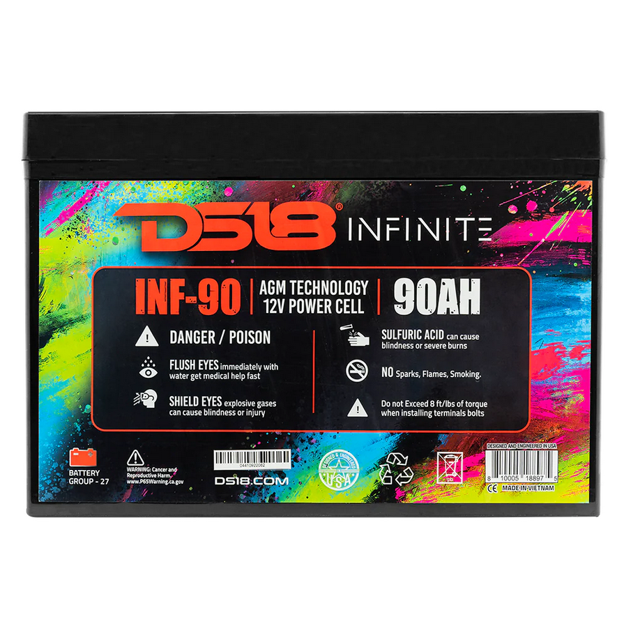 DS18 INF-90AH Batería de audio para automóvil AGM de 12 voltios - 2500 vatios Rms | 90Ah