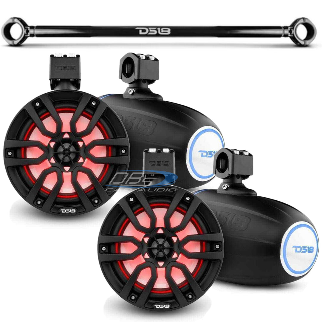 2007-2018 Jeep Wrangler JK & JKU - DS18 Mounting Tube with 4x NXL-X8TP 8" Black Tower Speakers - 125 Watts Rms 4-ohm
