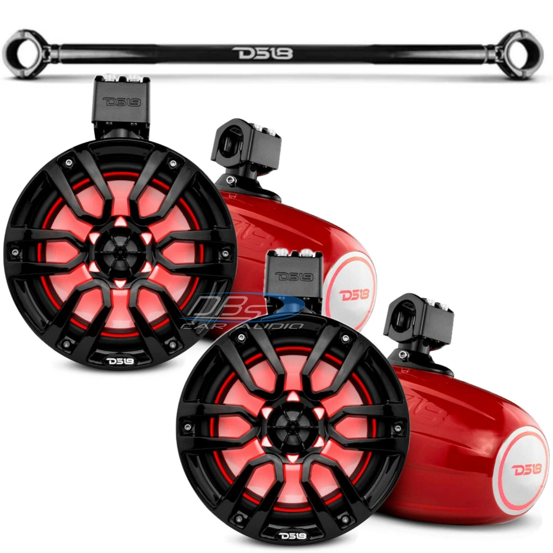 2007-2018 Jeep Wrangler JK & JKU - DS18 Mounting Tube with 4x NXL-X8TP 8" Red Tower Speakers - 125 Watts Rms 4-ohm