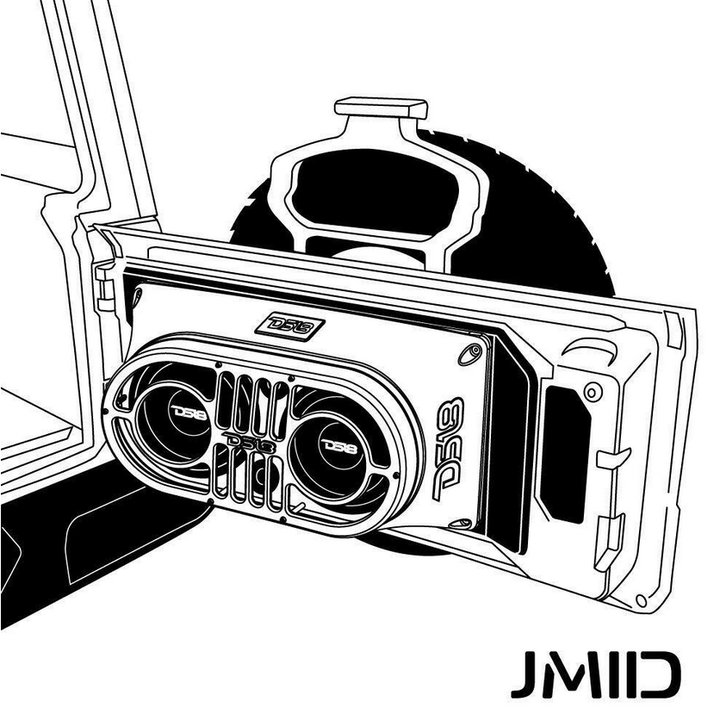 1997-up Jeep Wangler TJ, JK, JKU, JL & JLU - DS18 JMID Tailgate Enclosure with RGB Lights - Fits 2x 10" Mid-Bass & 2x Tweeters