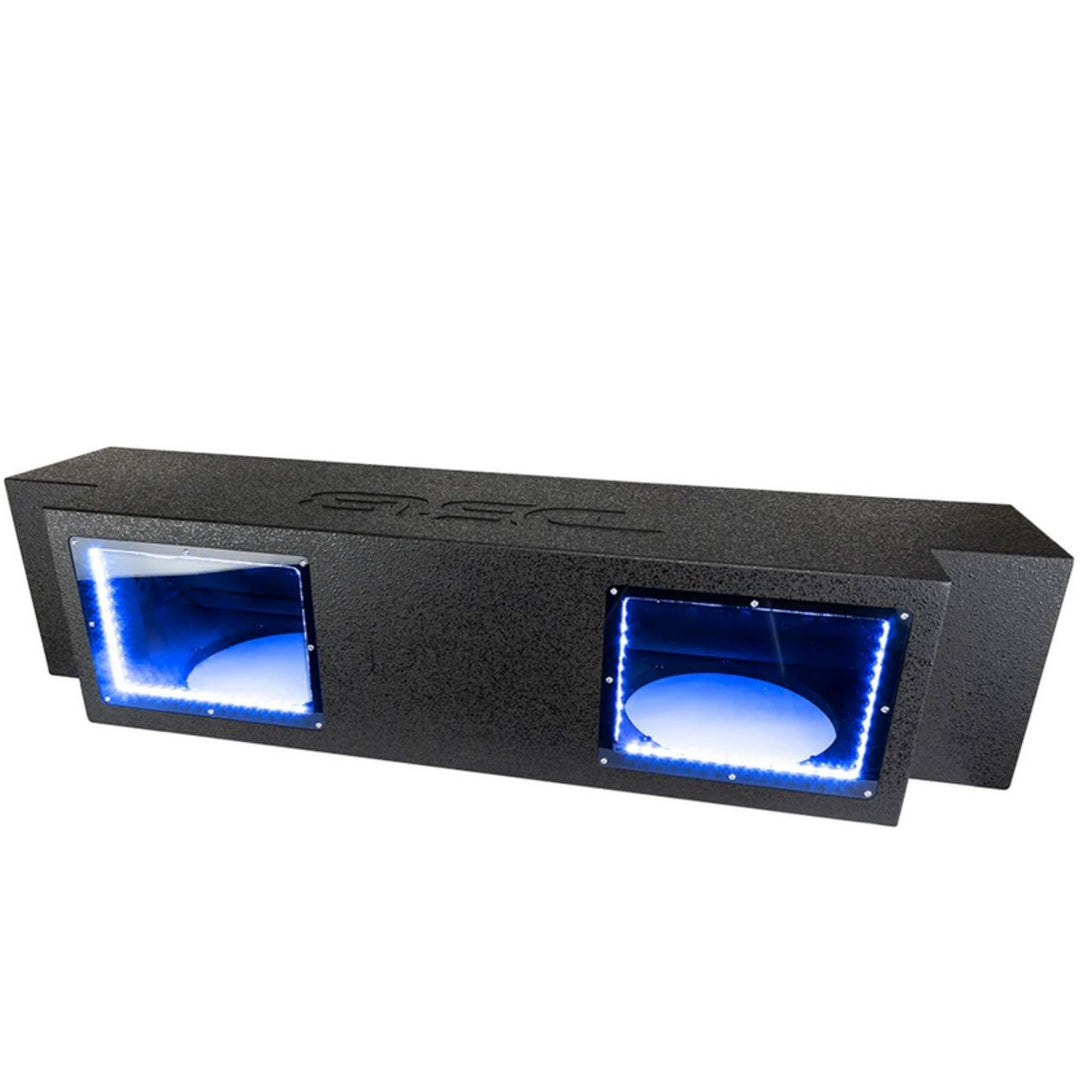 2007-up Jeep Wrangler JKU & JLU - DS18 Dual 12" Down Fire Ported Subwoofer Enclosure with Plexiglass and LED Lights