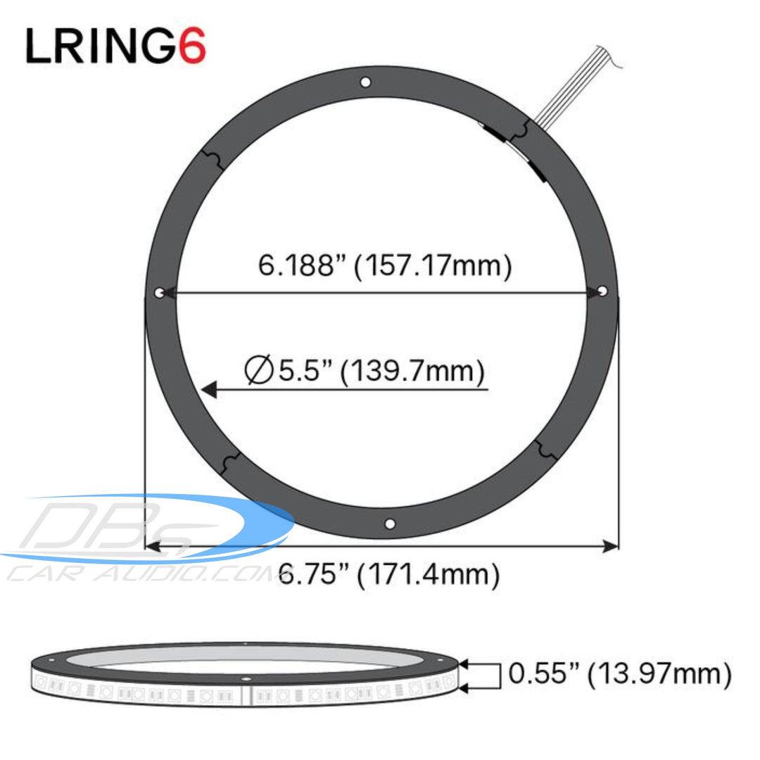 DS18 LRING6 6.5" Acrylic Speaker Ring with RGB LED Lights - Water Resistant 1/2" Thick Spacer for Speaker and Subwoofers