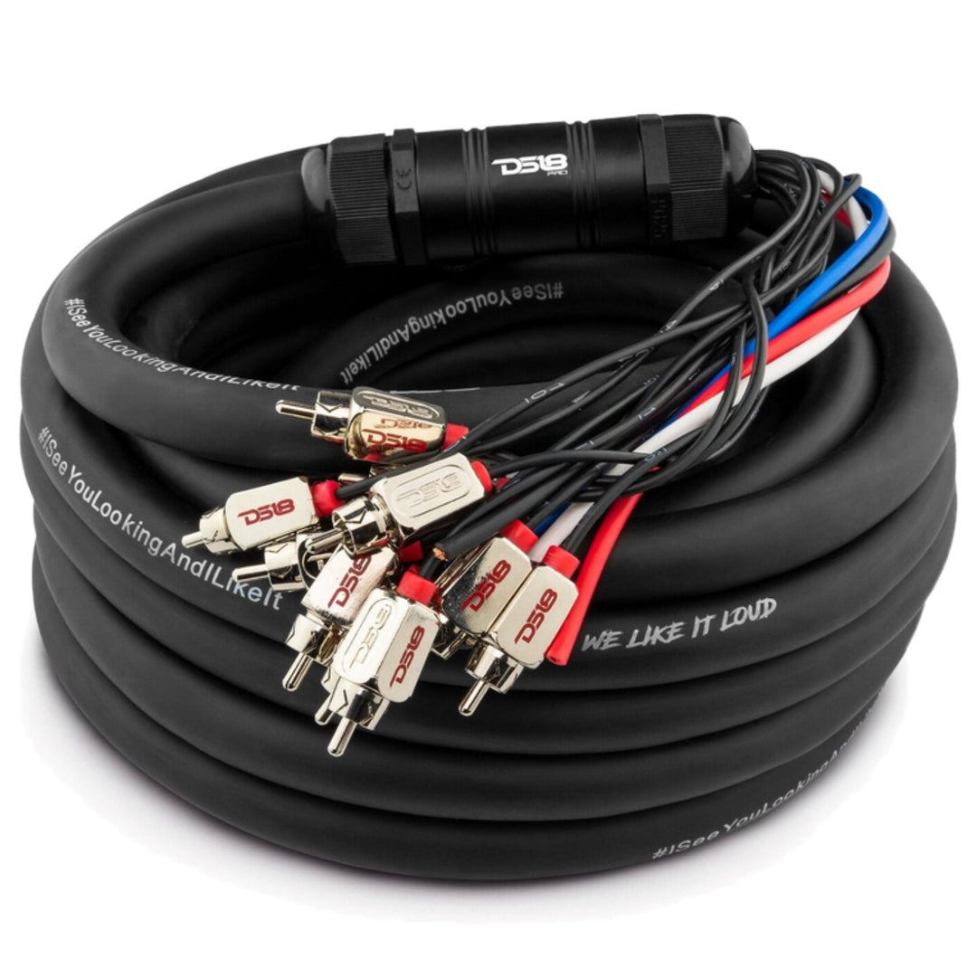DS18 MDSA10/4.30FT 10-Channel Rca Medusa Cable with 4x 12ga OFC Power Wires - 30 Foot