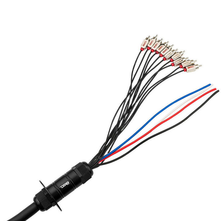 DS18 MDSA10/4.50FT Cable Rca Medusa de 10 canales con 4 cables de alimentación OFC de calibre 12 - 50 pies
