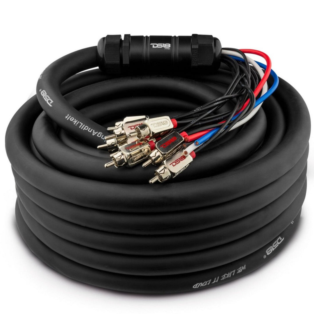 DS18 MDSA10/4.50FT 10-Channel Rca Medusa Cable with 4x 12ga OFC Power Wires - 50 Foot