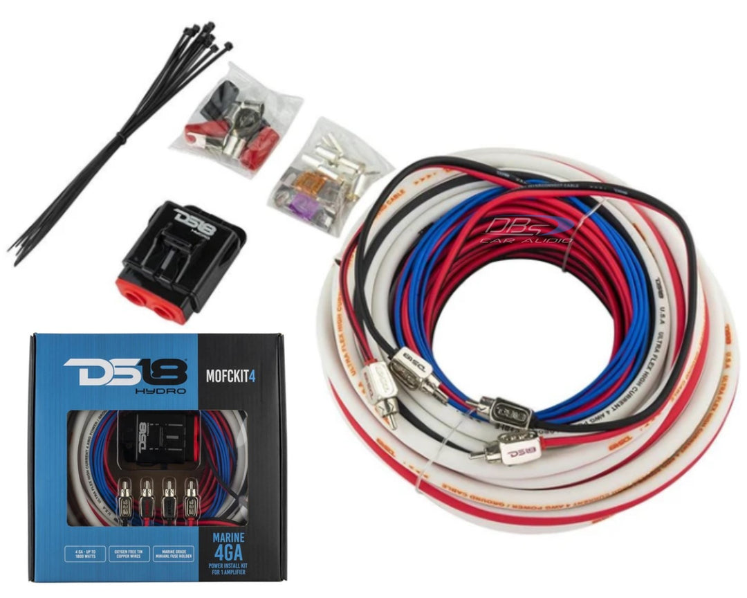 Kit de cableado de amplificador marino DS18 MOFCKIT4 calibre 4, fabricado con alambre de cobre estañado OFC