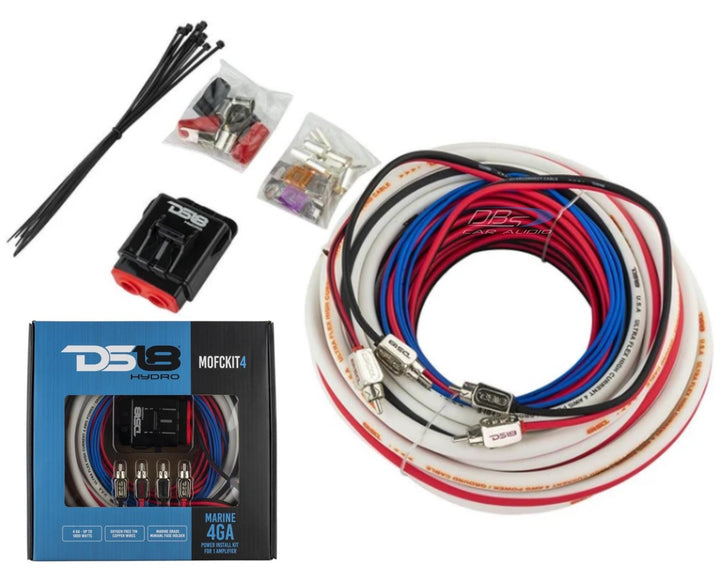 Kit de cableado de amplificador marino DS18 MOFCKIT4 calibre 4, fabricado con alambre de cobre estañado OFC