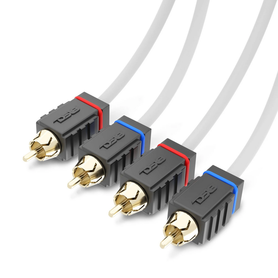 DS18 MOFCR-12FT 12 Foot Marine Grade 2-Channel Twisted Rca Cable - Made with Tinned OFC Copper Wire