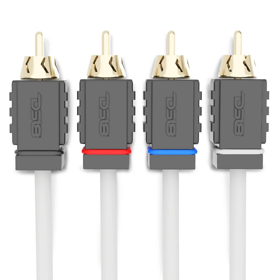 DS18 MOFCR-25FT.4CH 25 Foot Marine Grade 4-Channel Twisted Rca Cable - Made with Tinned OFC Copper Wire