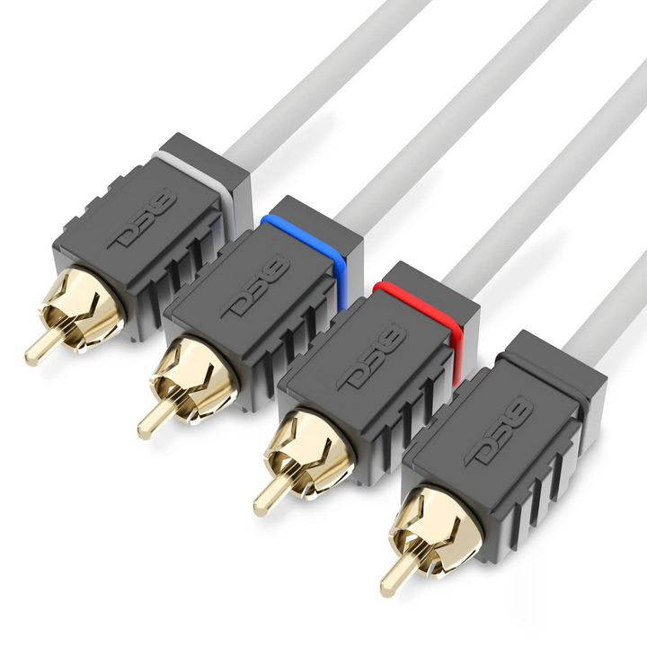 DS18 MOFCR-6FT.4CH 6 Foot Marine Grade 4-Channel Twisted Rca Cable - Made with Tinned OFC Copper Wire