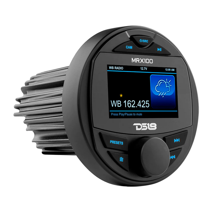 DS18 MRX100 Marine Head Unit with Bluetooth, USB and AUX - 3" Color Display, 4V Rca Outputs, 4x 50 Watts Rms