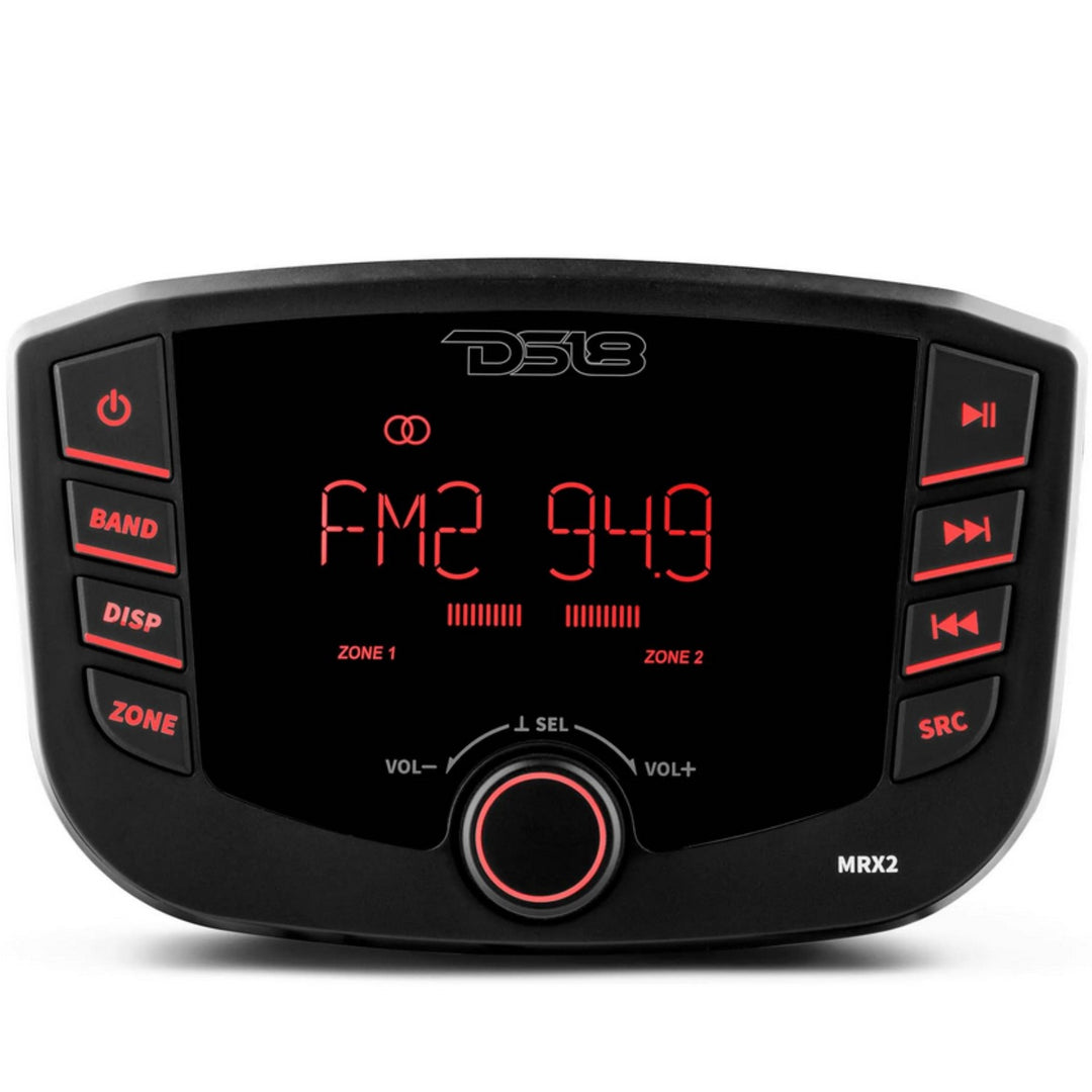 DS18 MRX2 Marine Head Unit with Bluetooth, USB and AUX - 3" Display, 4V Rca Outputs, 2-Zone, 4x 25 Watts Rms