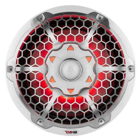 DS18 NXL-10M/WH 10" Marine Coaxial Speakers with Built-in Tweeters and RGB LED Lights - 200 Watts Rms 4-ohm