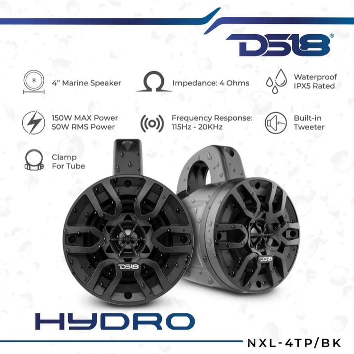 DS18 MP4TP/BK Altavoces tipo torre marina de 4" con tweeters incorporados - 50 vatios Rms 4 ohmios