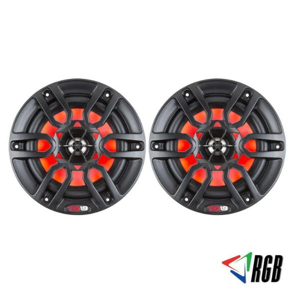 DS18 NXL-8BK 8" Marine Coaxial Speakers with Built-in Tweeters and RGB LED Lights - 125 Watts Rms 4-ohm