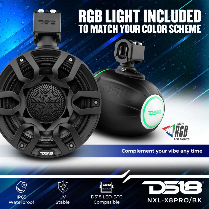2007-2018 Jeep Wrangler JK & JKU - DS18 Mounting Tube with 4x NXL-X8PRO 8" Black Pro Tower Speakers - 250 Watts Rms 4-ohm