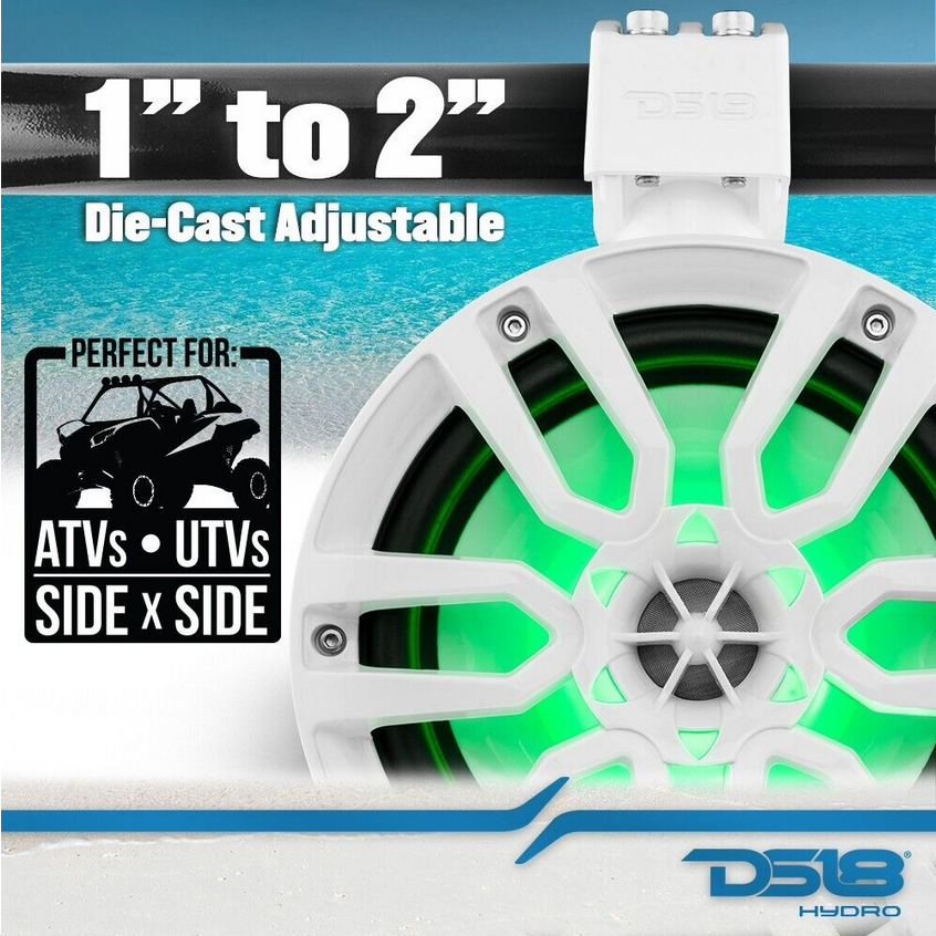 2007-2018 Jeep Wrangler JK & JKU - DS18 Mounting Tube with 4x NXL-X8TP 8" White Tower Speakers - 125 Watts Rms 4-ohm