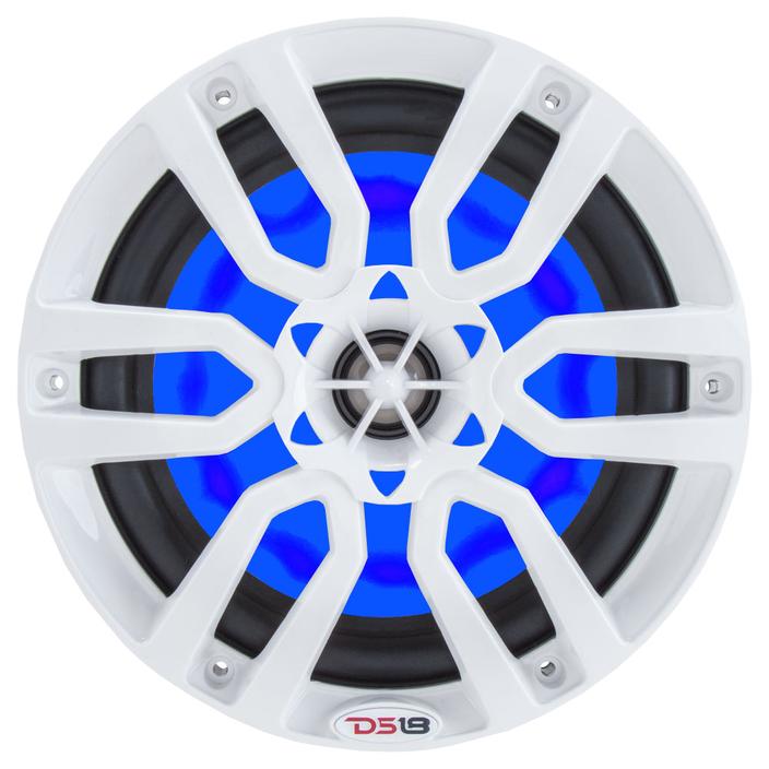 DS18 NXL-8 8" White Coaxial Marine Speakers with RGB Led Lights - 125 Watts Rms 4-ohm