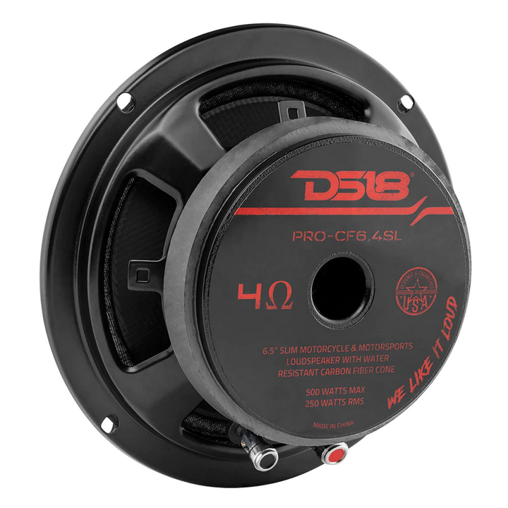 DS18 PRO-CF6.4SL Altavoz de medios graves de montaje superficial de 6,5" con cono de fibra de carbono y bobina móvil de 1,5" - 250 vatios Rms 4 ohmios