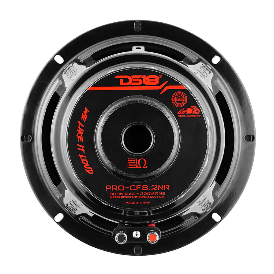 DS18 PRO-CF8.2NR Altavoz de medios graves de neodimio de 8" con cono de fibra de carbono y bobina móvil de 2" - 300 vatios Rms 2 ohmios
