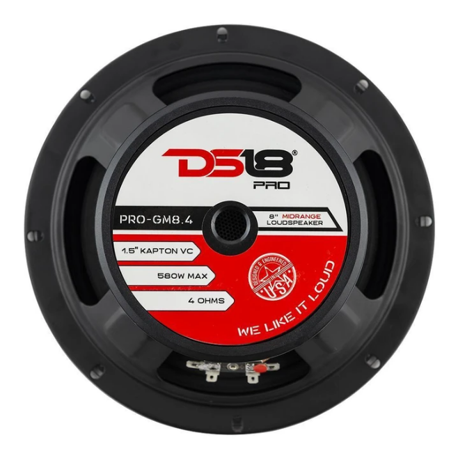 DS18 PRO-GM8.4 Altavoz de rango medio de 8" con tapa antipolvo clásica y bobina móvil de 1,5" - 190 vatios Rms 4 ohmios