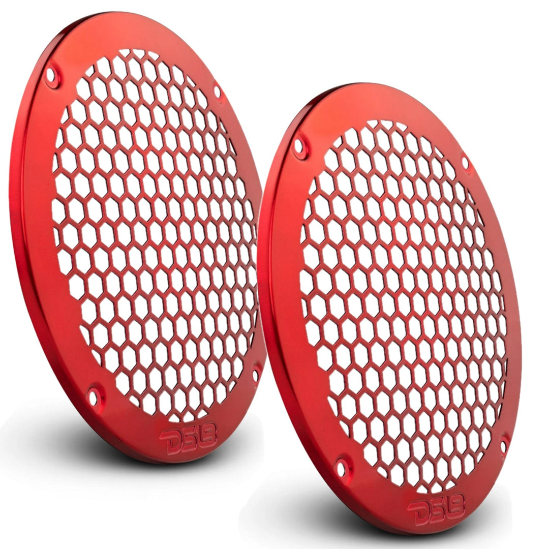 DS18 PRO-GRILL8MS/RD Universal Red 8" Metal Speaker Grill Protective Covers with Laser Cut Honeycomb Design