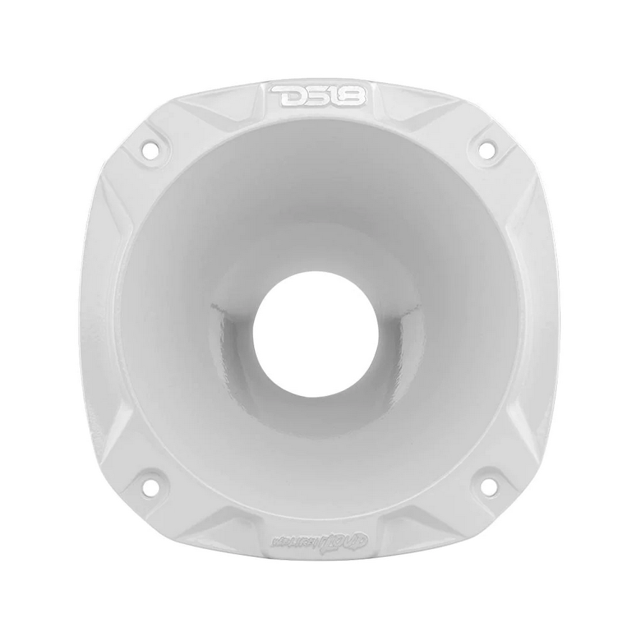 DS18 PRO-HA102/WH White Bolt-on Aluminum Driver Horn with 2" Throat - 4.8" Depth