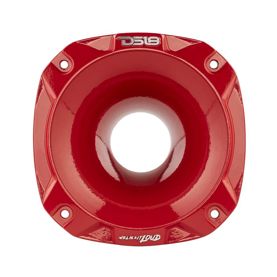 DS18 PRO-HA52/RD Bocina de conductor de aluminio atornillable de montaje superficial rojo con garganta de 2" - Profundidad de 2,6"