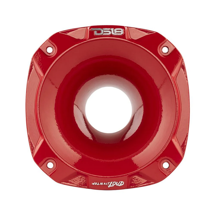 DS18 PRO-HA52/RD Bocina de conductor de aluminio atornillable de montaje superficial rojo con garganta de 2" - Profundidad de 2,6"