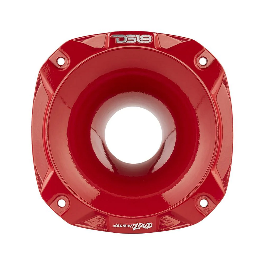 DS18 PRO-HA52/RD Red Shallow Mount Bolt-on Aluminum Driver Horn with 2" Throat - 2.6" Depth