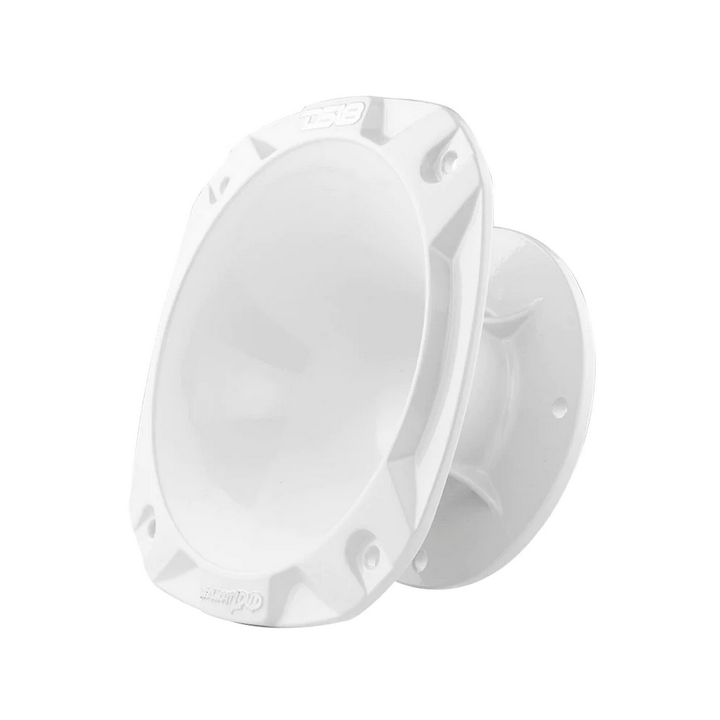 DS18 PRO-HA52/WH White Shallow Mount Bolt-on Aluminum Driver Horn with 2" Throat - 2.6" Depth