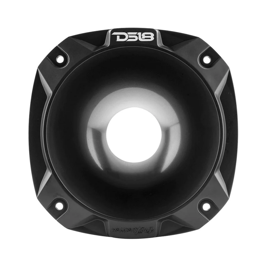 DS18 PRO-HP102/BK Bocina de conductor de plástico atornillada negra con garganta de 2" - Profundidad de 4,8"