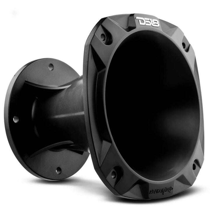DS18 PRO-HP102/BK Bocina de conductor de plástico atornillada negra con garganta de 2" - Profundidad de 4,8"