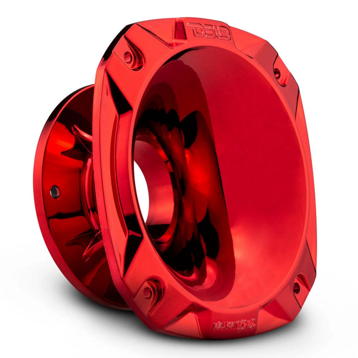 DS18 PRO-HP52/CRD Bocina de conductor de plástico atornillable cromada roja con garganta de 2" - Profundidad de 2,6"