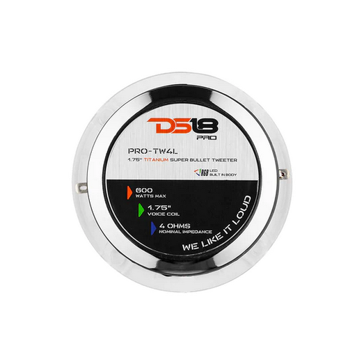 DS18 PRO-TW4L Súper tweeter tipo bala de compresión de 4,5" con bobina móvil de titanio de 1,75" y LED RGB - 280 vatios Rms 4 ohmios