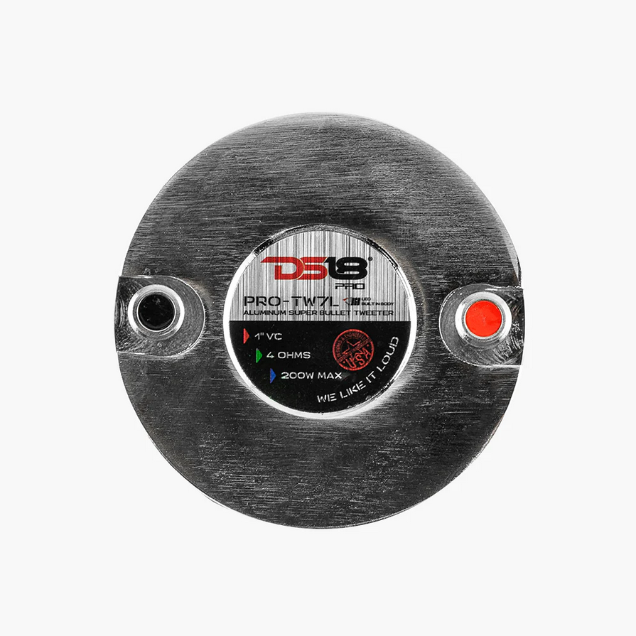 DS18 PRO-TW7L Súper tweeter tipo bala de neodimio de 2,3" con bobina móvil de titanio de 1" y LED RGB - 100 vatios Rms 4 ohmios