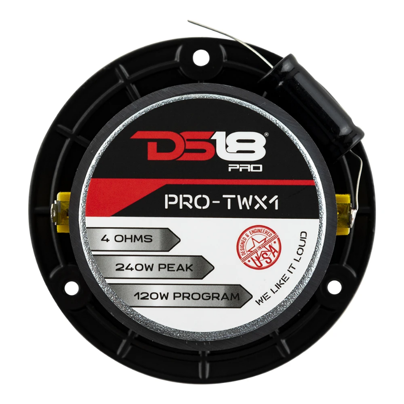 DS18 PRO-TWX1/SL Súper tweeters tipo bala de compresión de 3,8" con bobina móvil de aluminio de 1" - 120 vatios Rms 4 ohmios