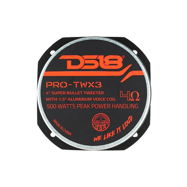 DS18 PRO-TWX3 Súper tweeter tipo bala de compresión de 4" con bobina móvil de titanio de 1,5" - 250 vatios Rms 4 ohmios